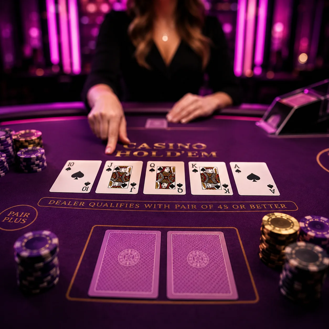 Casino Hold'em poker contra crupier en vivo Evolution